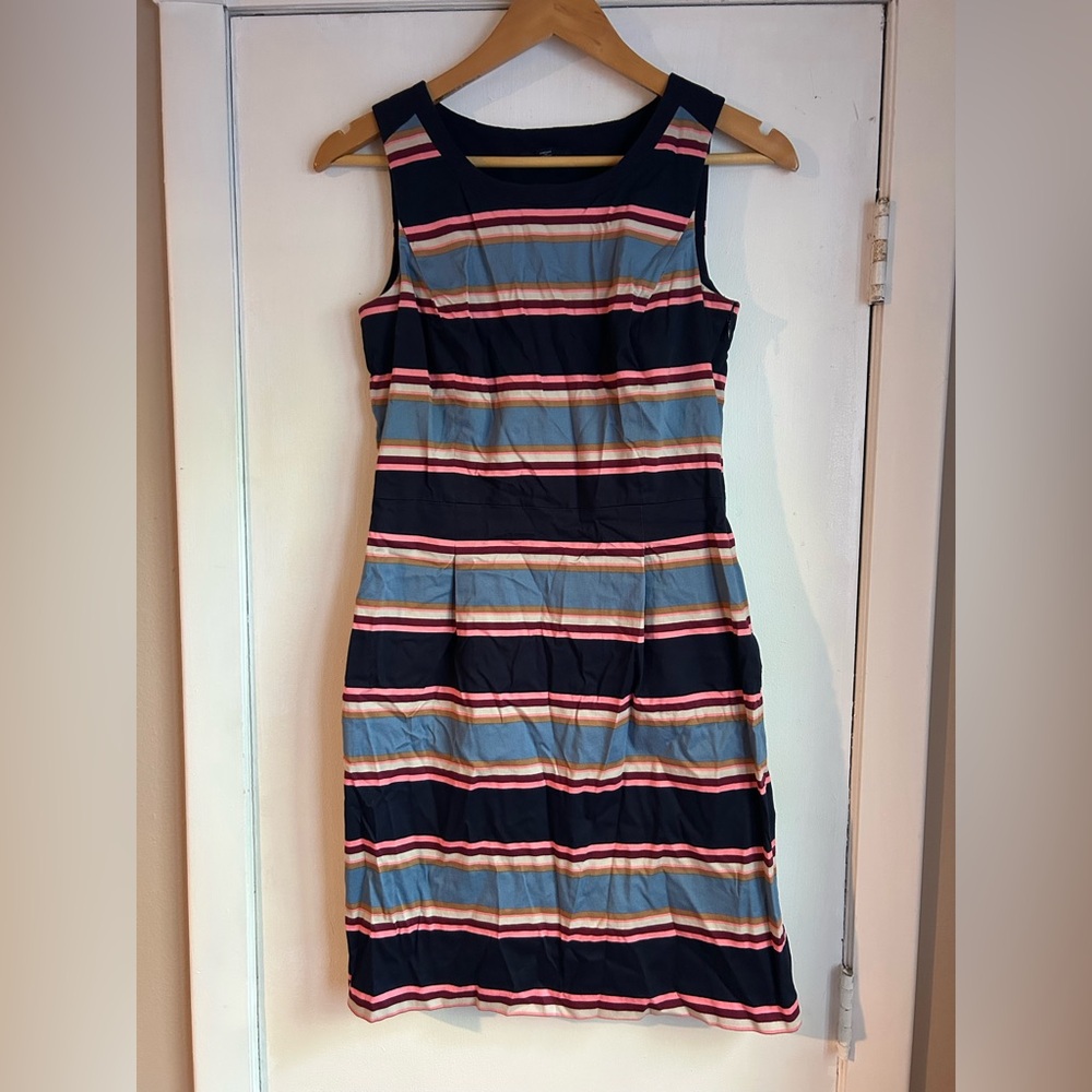Tommy Hilfiger Blue, Black and Pink Striped Cotton Sheath Dress